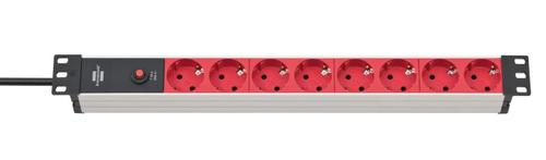 BRENNENSTUHL Steckdosenleiste Alu-Line 48,3cm Brennenstuhl 8fach 2m rot (1390007118)