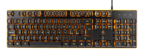 Deltaco Gaming DK210 Membrane Orange Keyboard, 25-anti-ghosting keys, black (GAM-021)