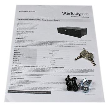 STARTECH 3U 9IN DEEP RACK MOUNT LOCKING STORAGE DRAWER RACK (SH39LK)