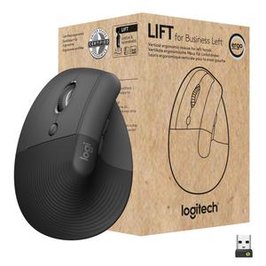 LOGITECH Lift for Business - Left Handed - Graphite - Ergonomisk mus - Optisk - 6 knapper - Sort (910-006495)