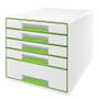 LEITZ Desk cube WOW m/5-skuffer hvid/grøn