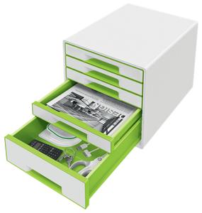 LEITZ Desk cube WOW m/ 5-skuffer hvid/grøn (52142054)