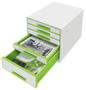 LEITZ Bordskub WOW 5-lådor vit/grön (52142054)
