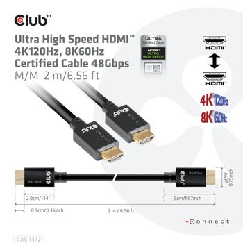 CLUB 3D HDMI-kabel 2m Sort (CAC-1372)