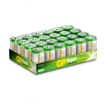 GP Super Alkaline Battery, Size D, 13A/LR20, 1.5V, 24-pack (151379)