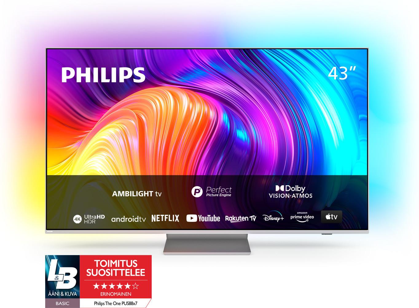 PHILIPS 43" UHD, HDR, P5 PERFECT, 120HZ, DOLBY, CHROMECAST, AMD FREESYNC PREMIUM Synigo