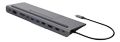 DELTACO USB-C docking station VGA/DP/HDMI/SD/RJ45/3.5, PD 3.0, sp.grey