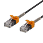 DELTACO Cat6A cable with spring strain relief, 1m, black/orange