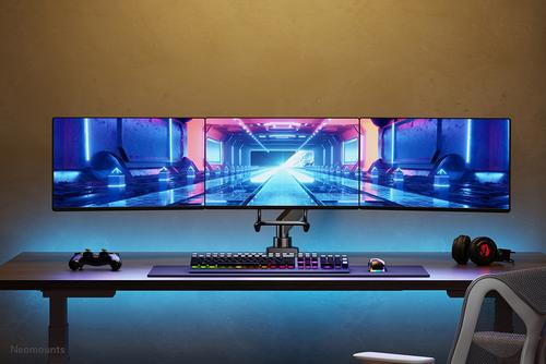 Neomounts by Newstar NEOMOUNTS Monitor Triple-Deskmount with crossbar 17-24inch Full Motion Gasspring Tilt Rotate Swivel Grommet/ Clamp black (NM-D775DX3BLACK)