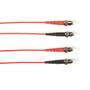 BLACK BOX COLORED FIBER OS2 9/125 SINGLEMODE FIBER OPTIC PATCH CABLE - OFNR PVC, ST-ST, RED, 15-M (49.2-FT.)
