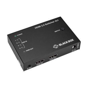 BLACK BOX HDMI 2.0 Switch - 4X1 4K60 4:4:4 IR (VSW-HDMI2-4X1)