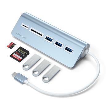 SATECHI USB-C USB-hubb och kortläsare i aluminium - Blå (ST-TCHCRB)