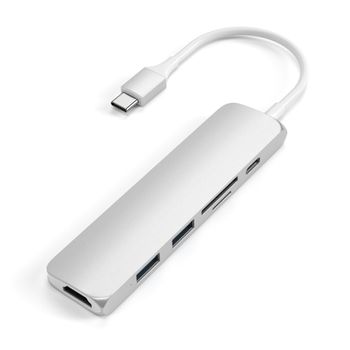 SATECHI Slim Type-C Multi-Port Adapter V2 Silver (ST-SCMA2S)