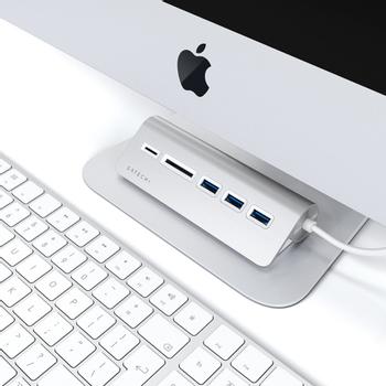 SATECHI USB-C USB-hubb och kortläsare i aluminium - Blå (ST-TCHCRB)