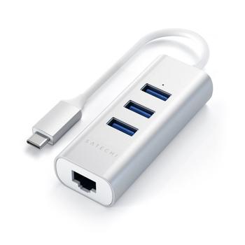 SATECHI USB-C Aluminium hub - 3 port USB 3.0 + Ethernet (RJ45) - Silver (ST-TC2N1USB31AS)