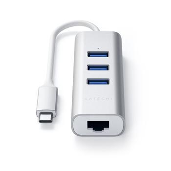 SATECHI USB-C Aluminium hub - 3 port USB 3.0 + Ethernet (RJ45) - Silver (ST-TC2N1USB31AS)
