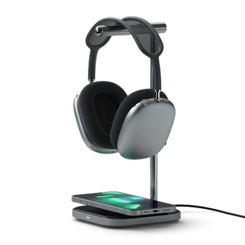 SATECHI 2-in-1 Headphone Stand With Wireless Charger Svart (ST-UCHSMCM)
