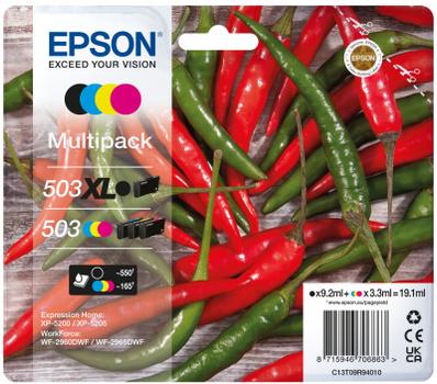 EPSON 503 XL Multipack - 4-pack - XL - svart, gul, cyan, magenta - original - blister med RF-larm/ akustiskt larm - bläckpatron - för Expression Home XP-5200, XP-5205, WorkForce WF-2960DWF,  WF-2965DWF (C13T09R94020)
