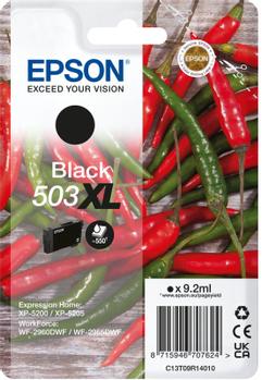 EPSON 503XL - 9.2 ml - XL - svart - original - blister med RF-larm/ akustiskt larm - bläckpatron - för Expression Home XP-5200, XP-5205, WorkForce WF-2960DWF,  WF-2965DWF (C13T09R14020)