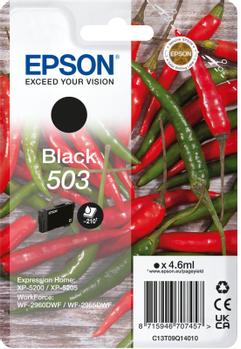 EPSON n 503 - 4.6 ml - black - original - blister with RF/ acoustic alarm - ink cartridge - for Expression Home XP-5200, XP-5205, WorkForce WF-2960DWF,  WF-2965DWF (C13T09Q14020)