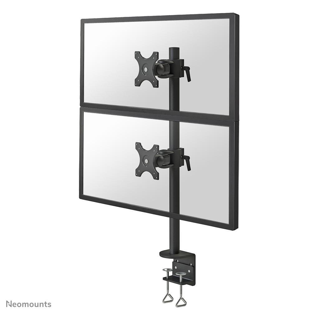 Neomounts by Newstar - NEOMOUNTS FPMA-D700DV Desk Mount Clamp for flatscreens 2x10-27inch 12kg VESA 75x75/100x100mm tilt swivel rotatable 2 pivo