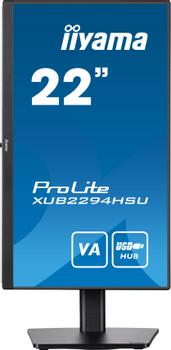 IIYAMA a ProLite XUB2294HSU-B2 - LED monitor - 22" (21.5" viewable) - 1920 x 1080 Full HD (1080p) @ 75 Hz - VA - 250 cd/m² - 3000:1 - 1 ms - HDMI, DisplayPort - speakers - matte black (XUB2294HSU-B2)