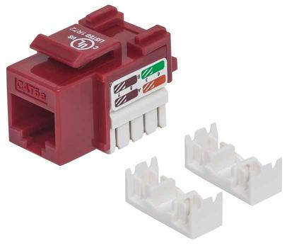 INTELLINET Cat5e Keystone Jack, UTP, Red, Punch-down (210478)