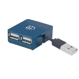 MANHATTAN USB 2.0 Hub 4 ports S›lv Bus-Power Kabel:76cm 45x45x9mm 14g Retail (160605)