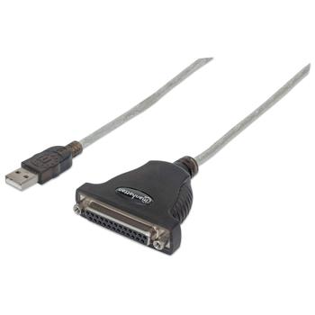 MANHATTAN Converter,  USB to Parallel,  USB A-male/ DB25-female,   Silver, Blister (336581)