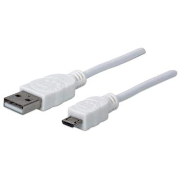 MANHATTAN Hi-Speed USB 2.0 cable A-type to micro-B M/M, 1m, white (323987)