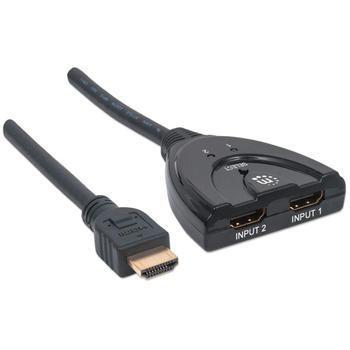MANHATTAN MH Switch, HDMI 1.3, 1 x 2 Pigtail, 2 ports, Black, Retail B (207416)