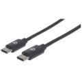 MANHATTAN Hi-Speed USB C Device Cable, USB 2.0, Type-C Male to Type-C Male, 480 Mbps, 1 m (3 ft.), Black