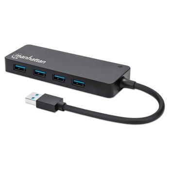 MANHATTAN USB-A 4-Port Hub, 4x USB-A Ports, 5 Gbps (USB 3.2 Gen1 aka USB 3.0), Bus Power, SuperSpeed USB, Black, Three Year Warranty, Box Hub 4 porte USB  (164900)