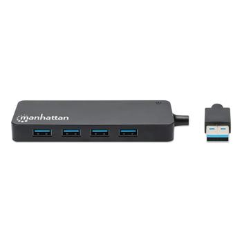 MANHATTAN USB-A 4-Port Hub, 4x USB-A Ports, 5 Gbps (USB 3.2 Gen1 aka USB 3.0), Bus Power, SuperSpeed USB, Black, Three Year Warranty, Box Hub 4 porte USB  (164900)
