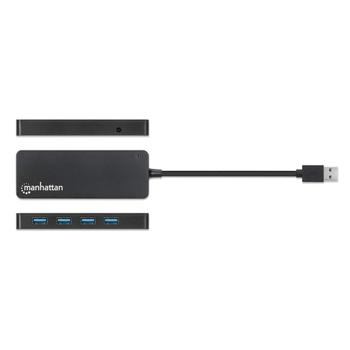MANHATTAN USB-A 4-Port Hub, 4x USB-A Ports, 5 Gbps (USB 3.2 Gen1 aka USB 3.0), Bus Power, SuperSpeed USB, Black, Three Year Warranty, Box Hub 4 porte USB  (164900)