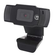 MANHATTAN 1080p USB Webcam, Two Megapixels, 1080p Full HD, USB-A Plug, Integrated Microphone, Adjustable Clip Base, 30 fps, Black