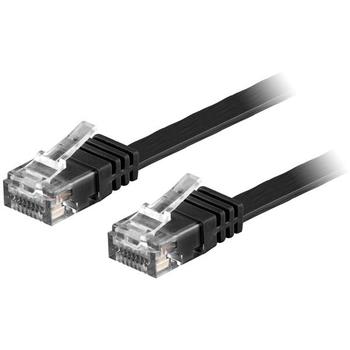 DELTACO U / UTP Cat6 patch cable, flat, gold-plated connector,  1.5m, black (TP-611S-FL)