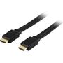 DELTACO flat HDMI cable, HDMI High Speed with Ethernet, 1m, black