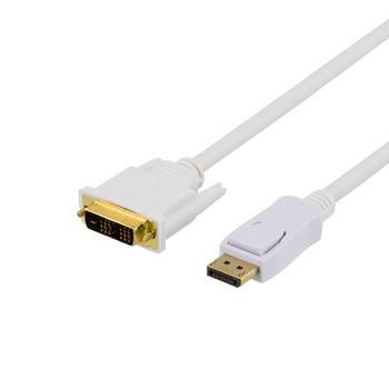 DELTACO DisplayPort for DVI monitor cable, 20-pin male-male,  2m, white (DP-2021)