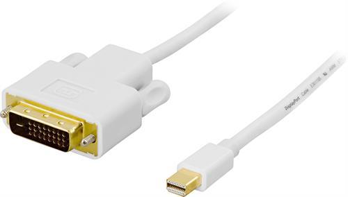 DELTACO Mini DisplayPort to DVI-D cable, 1m, white (DP-DVI101)