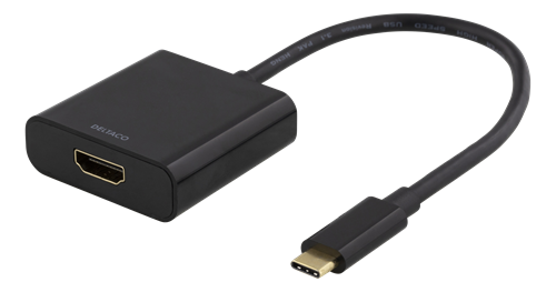 DELTACO USB-C to HDMI adapter, 4096x2160 30Hz, black (USBC-HDMI8)