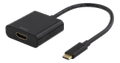 DELTACO USB-C til HDMI Adapter Hann/Hunn