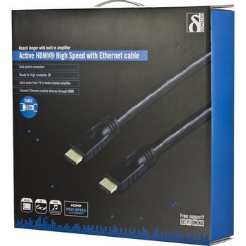 DELTACO HDMI cable, HDMI High Speed with Ethernet, 20m, black (VE598-20)