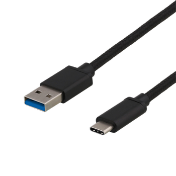 DELTACO USB 3.1 Gen1 braided USB-A - USB-C cable, 1m, 3A 60W, black (USBC-1152)