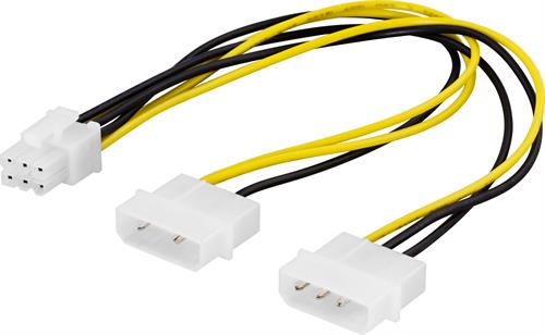 Deltaco Adapterkabel 2x4-pin till 6-pin PCI-Express, 25cm