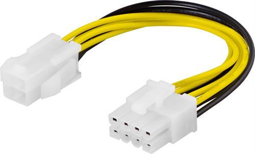 DELTACO Power ATX12V 4-pin connector (female) - Power 8 pins + 12V (male) Black White Yellow 10cm (SSI-44)