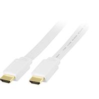 Deltaco HDMI-1020H - HDMI med Ethernet-kabel - HDMI (hann) til HDMI (hann) - 2 m - hvit - flat