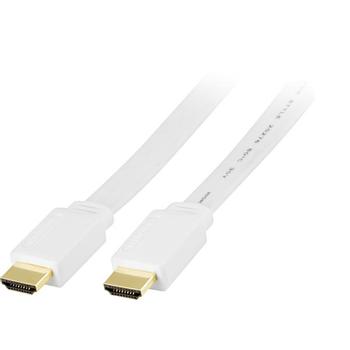 DELTACO flat HDMI 1.4 cable, HDMI Type A male, gold plated, 3m, white (HDMI-1030H)