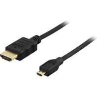 Deltaco HDMI-1023 - HDMI med Ethernet-kabel - mikro-HDMI (hann) til HDMI (hann) - 2 m - svart