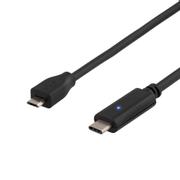 DELTACO USB 2.0 kabel, Type C Ha - Type Micro B Ha, 0,5m, svart